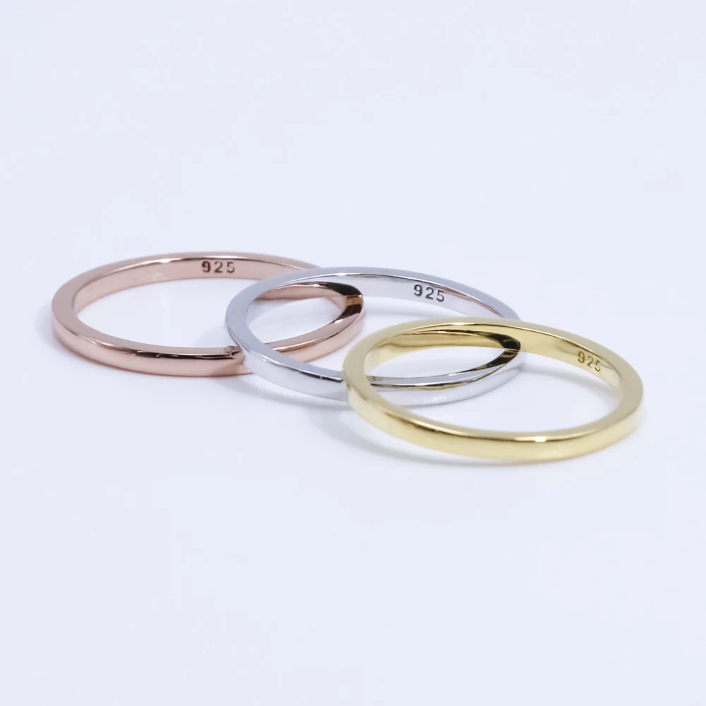 

925 Sterling Silver 18K Gold Plated Wide Thin Plain Gold Joints Element Circle Rings For Women