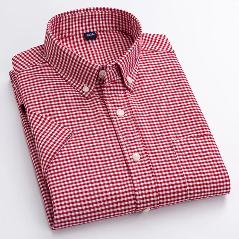 New men's summer Oxford cotton check shirt Korean casual half-sleeved anti-wrinkle shirt 
New men's summer Oxford cotton check shirt Korean casual half-sleeved anti-wrinkle shirt