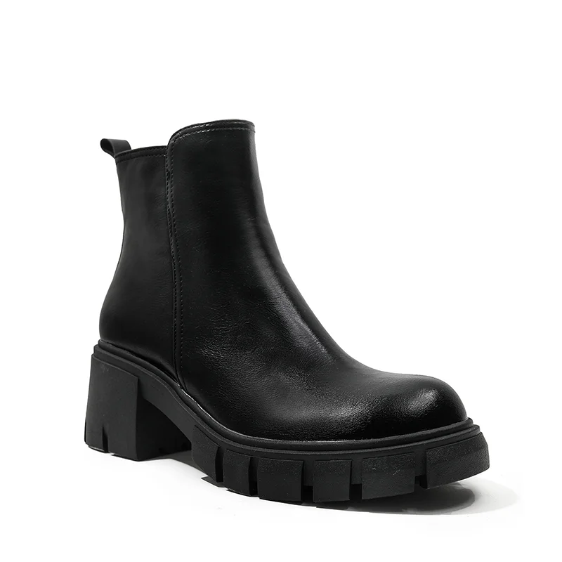 Hot Selling Classic Design Thick Sole Girl's Black Leather Round Toe Boots Shoes Ankle Boots For Women And Ladies
Hot Selling Classic Design Thick Sole Girl's Black Leather Round Toe Boots Shoes Ankle Boots For Women And Ladies