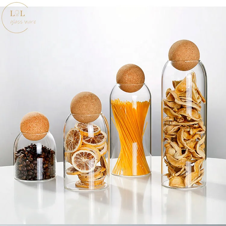 500ml kitchen storage borosilicate containers glass food container with cork lid, Clear
500ml kitchen storage borosilicate containers glass food container with cork lid, Clear