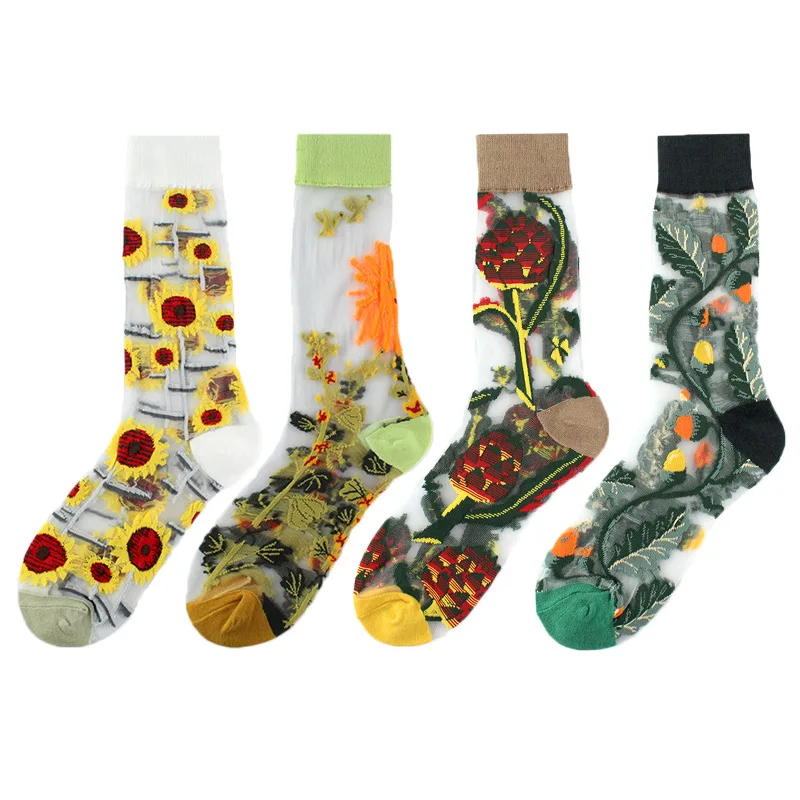 Summer beautiful thin breathable crystal silk flower transparent women socks custom wholesale sheer socks from china
Summer beautiful thin breathable crystal silk flower transparent women socks custom wholesale sheer socks from china