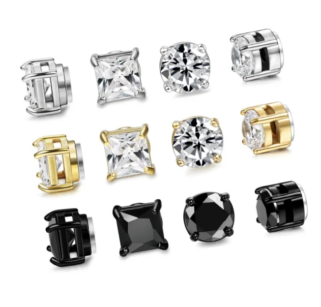 Fashion Jewelry 6 Pairs Stainless Steel Stud Earring for Men Women CZ Non Pierced Clip On Earrings Set
Fashion Jewelry 6 Pairs Stainless Steel Stud Earring for Men Women CZ Non Pierced Clip On Earrings Set