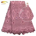 2019 Hot sale lace materials 3d french net sequins embroidery african lace fabric with sequin