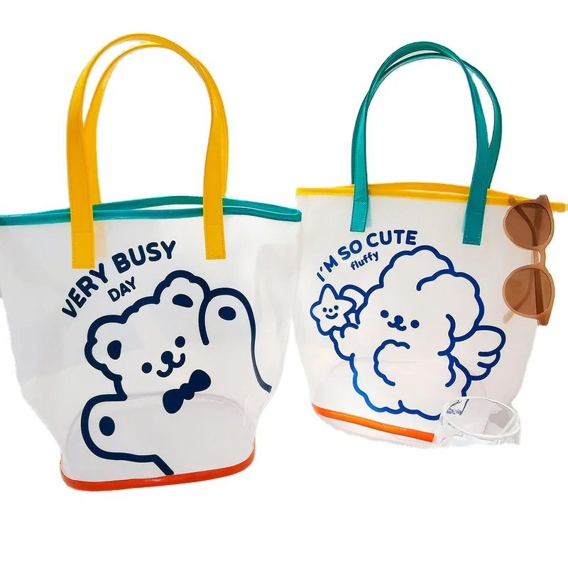 New transparent jelly bags PVC bag customization Spot color printing large capacity beach bag waterproof plastic portable
New transparent jelly bags PVC bag customization Spot color printing large capacity beach bag waterproof plastic portable