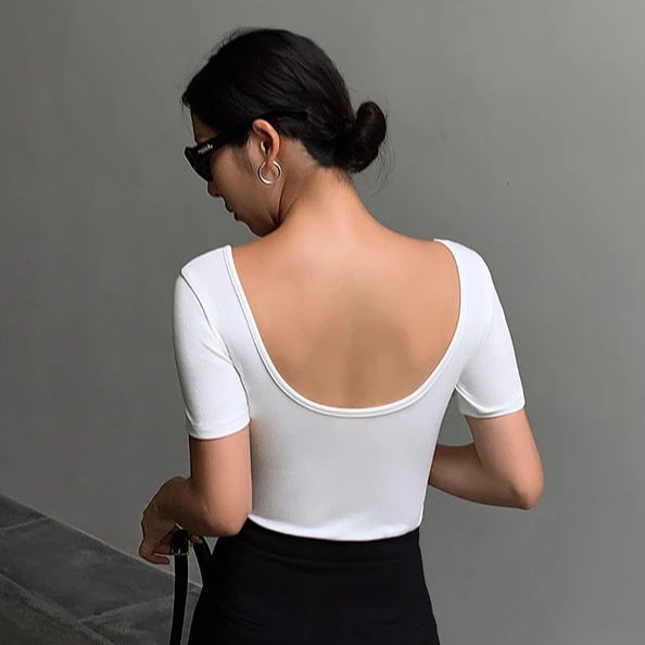 wholesale new U-back T-shirt backless women's casual street wear exposed clavicle large size cool Basic T-shirt, White
wholesale new U-back T-shirt backless women's casual street wear exposed clavicle large size cool Basic T-shirt, White