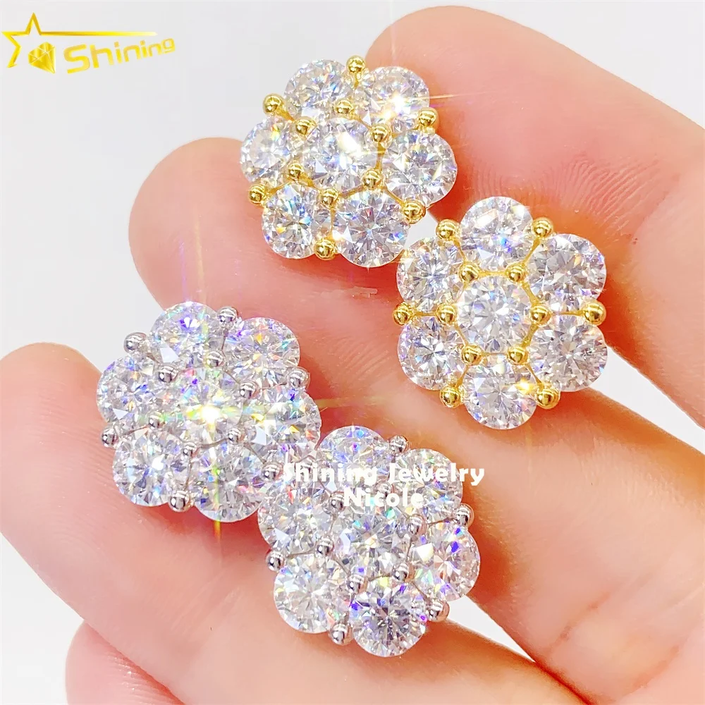 Bling Bling Fine Jewelry 5MM Moissanite Stone 925 Silver Diamond Stud Big Flower Earrings For Men
Bling Bling Fine Jewelry 5MM Moissanite Stone 925 Silver Diamond Stud Big Flower Earrings For Men