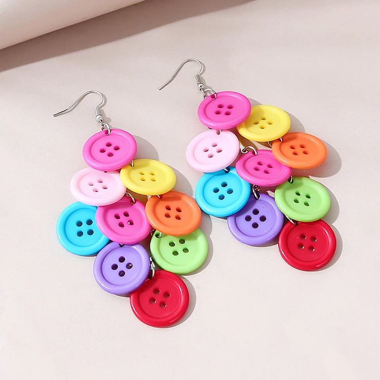 Amazon Hot Sale Statement Colorful Buttons Drop Earrings Punk Hip Hops Round Buttons Tassel Drop Earring
Amazon Hot Sale Statement Colorful Buttons Drop Earrings Punk Hip Hops Round Buttons Tassel Drop Earring