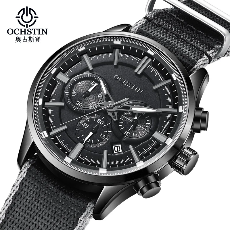 OCHSTIN Men Fashion Black Creative Quartz Wristwatches Nylon Strap Waterproof Business Male Clock Chronograph Relogio Masculino
OCHSTIN Men Fashion Black Creative Quartz Wristwatches Nylon Strap Waterproof Business Male Clock Chronograph Relogio Masculino