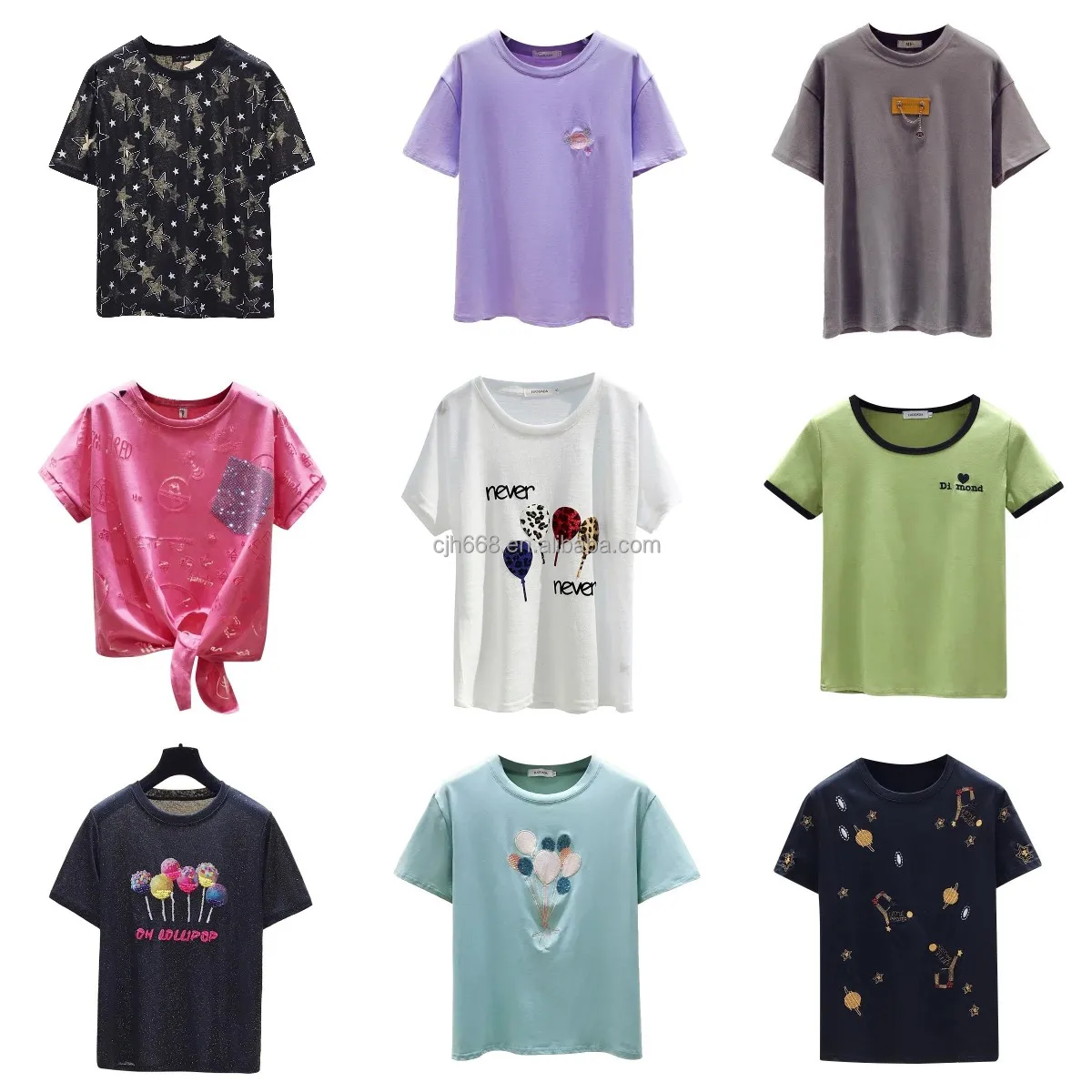 Factory discount women's T-shirt 2021 O collar short sleeve printed multi-color cotton v-neck T-shirt for women, White
Factory discount women's T-shirt 2021 O collar short sleeve printed multi-color cotton v-neck T-shirt for women, White