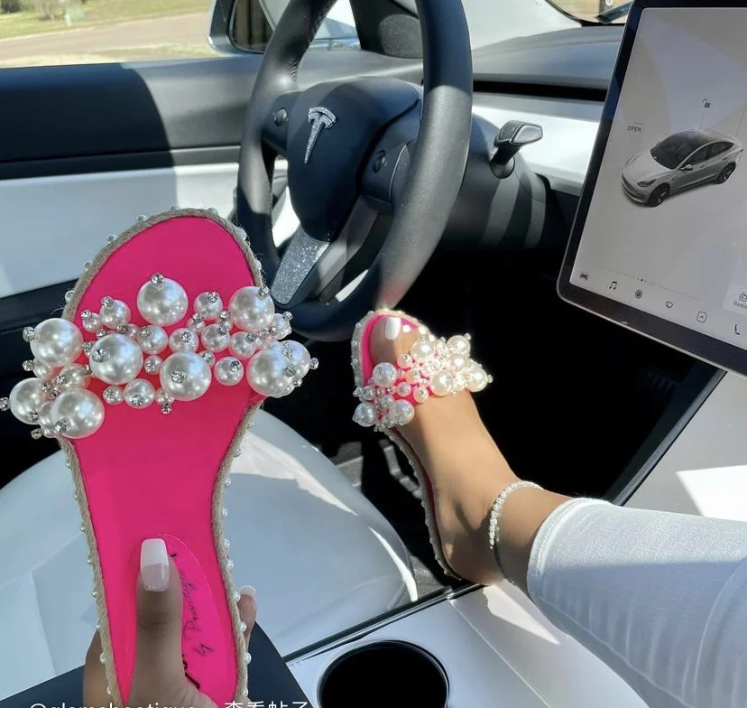 Fashion women beach slides footwear 2021 Pearl crystal summer flat sandals flip-flops slippers, Black,white,pink,green
Fashion women beach slides footwear 2021 Pearl crystal summer flat sandals flip-flops slippers, Black,white,pink,green