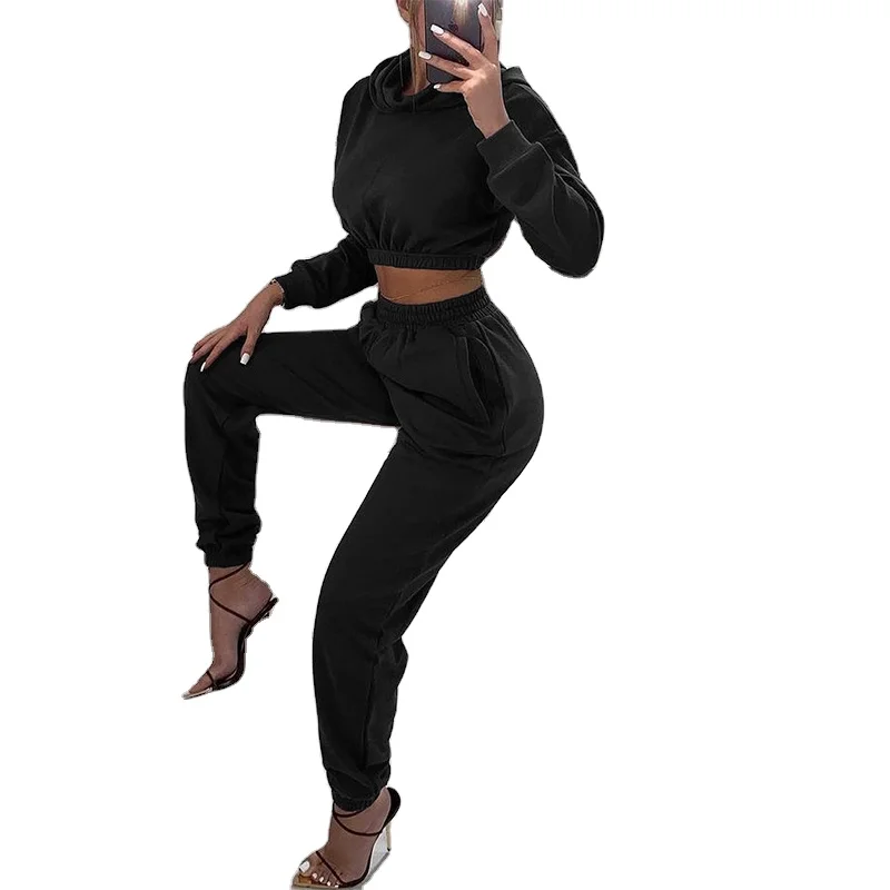 The new Kardashian women's long-sleeved pantsuit is a bellies, hooded, half-high collar solid color suit for fall and winter
The new Kardashian women's long-sleeved pantsuit is a bellies, hooded, half-high collar solid color suit for fall and winter