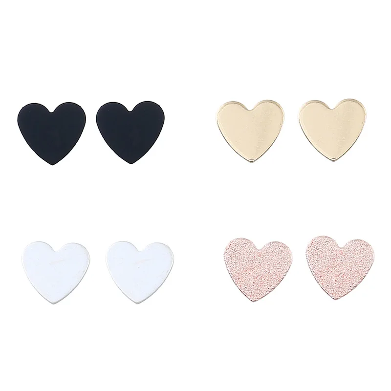 Simple fashion color heart stainless steel glossy studs earrings set for women anti allergies
Simple fashion color heart stainless steel glossy studs earrings set for women anti allergies