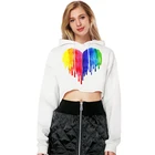 Fashion Custom Digital Print Long Sleeve Crop Top Women Sweatshirt Hoodies