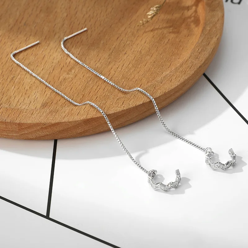 Female fashion long tassel earring line diamond wave elegant temperament ear clip 
Female fashion long tassel earring line diamond wave elegant temperament ear clip