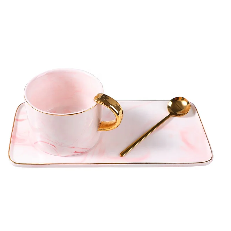 Wholesale New Style Personalized Golden Edging Handle Ceramic Marble Mugs With Tray And Spoon Ceramic Coffee Mug Set, Colorful
Wholesale New Style Personalized Golden Edging Handle Ceramic Marble Mugs With Tray And Spoon Ceramic Coffee Mug Set, Colorful