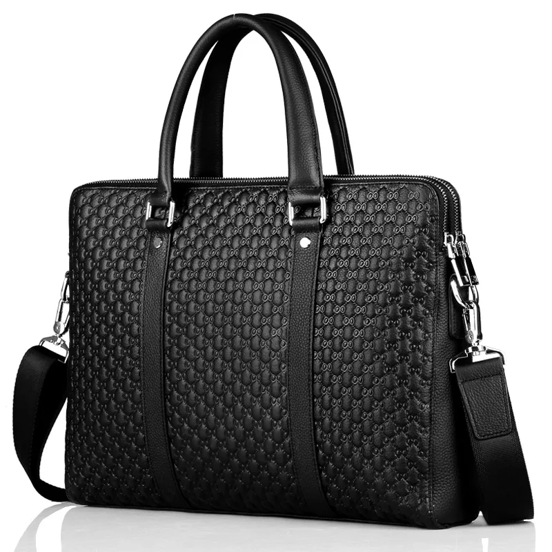 

Wholesales men's handbag cowhide horizontal laptop purse 14-inch computer bag genuine leather business bags briefcases for man
