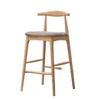 Modern Furniture Design Restaurant Leather Surface Stool High Feet Dining Room Wood Chair