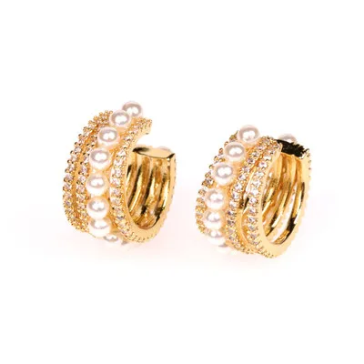 Luxury Full CZ Diamond Hollow Pearl C Shaped Clip on Earcuff Earrings Multi Layers Gold Plated Zirconia Circle Ear Clip Earrings
Luxury Full CZ Diamond Hollow Pearl C Shaped Clip on Earcuff Earrings Multi Layers Gold Plated Zirconia Circle Ear Clip Earrings