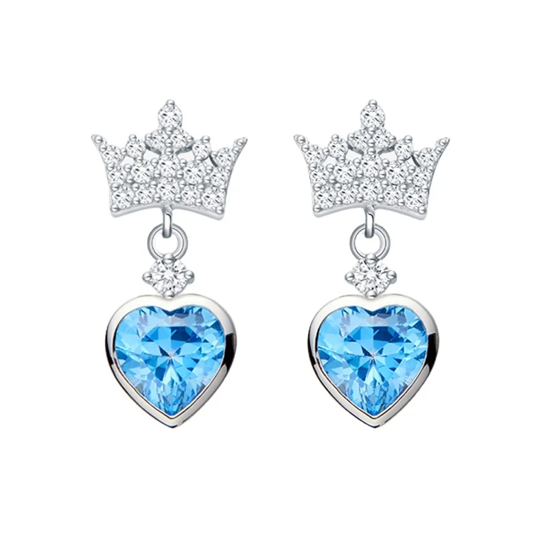 Wholesale 925 Sterling Silver Jewelry Cubic Zircon Heart Crown Stud Earrings for Women Gifts, Clear, blue, amy for choices
Wholesale 925 Sterling Silver Jewelry Cubic Zircon Heart Crown Stud Earrings for Women Gifts, Clear, blue, amy for choices