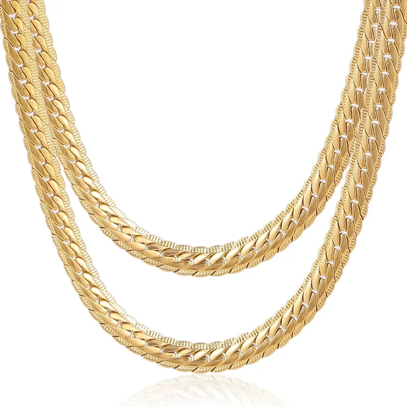 Hot Sale Mens 6mm 18K Real Gold Plated Necklace Flat snake necklace Clavicle chains, Gold color
Hot Sale Mens 6mm 18K Real Gold Plated Necklace Flat snake necklace Clavicle chains, Gold color