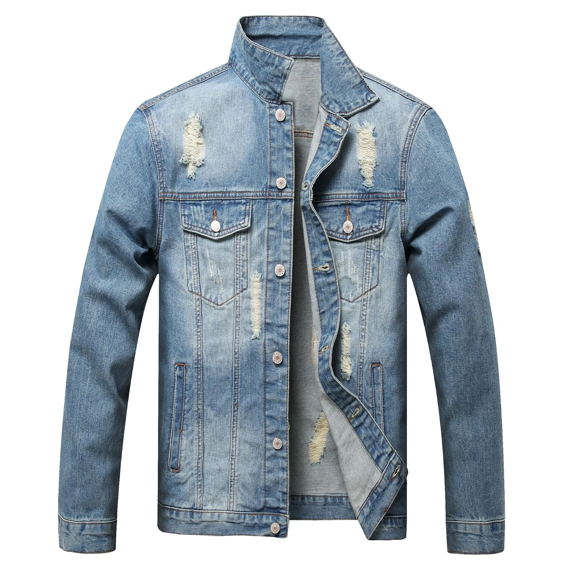 DBA338 New arrival fall clothing long sleeve denim jacket for men button up ripped distressed blue jean jacket men
DBA338 New arrival fall clothing long sleeve denim jacket for men button up ripped distressed blue jean jacket men