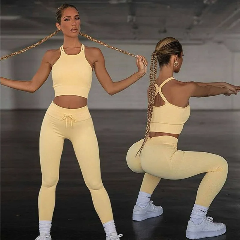 Hot sale women gym fitness wear seamless 2 pcs workout suit high quality sport yoga set, 8 colors
Hot sale women gym fitness wear seamless 2 pcs workout suit high quality sport yoga set, 8 colors