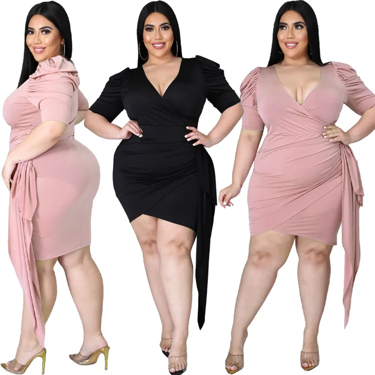 Free Sample V Neck Pleated Puff Sleeve Casual Dresses Plus Size Women Clothing Plus Size Evening Dresses For Fat Women, Customized color
Free Sample V Neck Pleated Puff Sleeve Casual Dresses Plus Size Women Clothing Plus Size Evening Dresses For Fat Women, Customized color