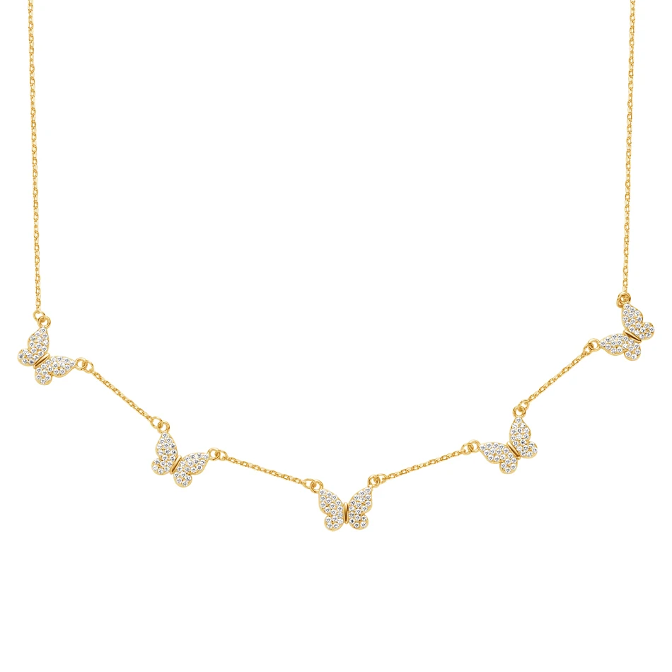 Fine Jewelry 925 Sterling Silver Butterfly Chain Necklace 14K Gold Plated Cubic Zircon 5 Butterfly Necklace For Woman
Fine Jewelry 925 Sterling Silver Butterfly Chain Necklace 14K Gold Plated Cubic Zircon 5 Butterfly Necklace For Woman