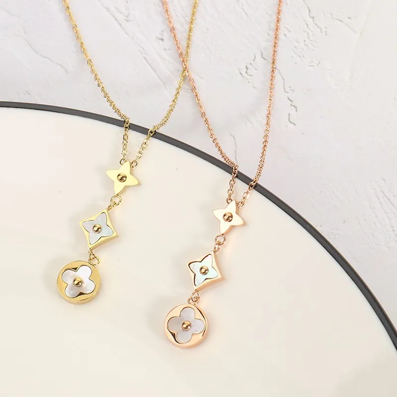 Simple Japanese and Korean Style Fashion Rose Gold Plated Clover Shape White Shell Titanium Steel Collarbone Chain Necklace
Simple Japanese and Korean Style Fashion Rose Gold Plated Clover Shape White Shell Titanium Steel Collarbone Chain Necklace