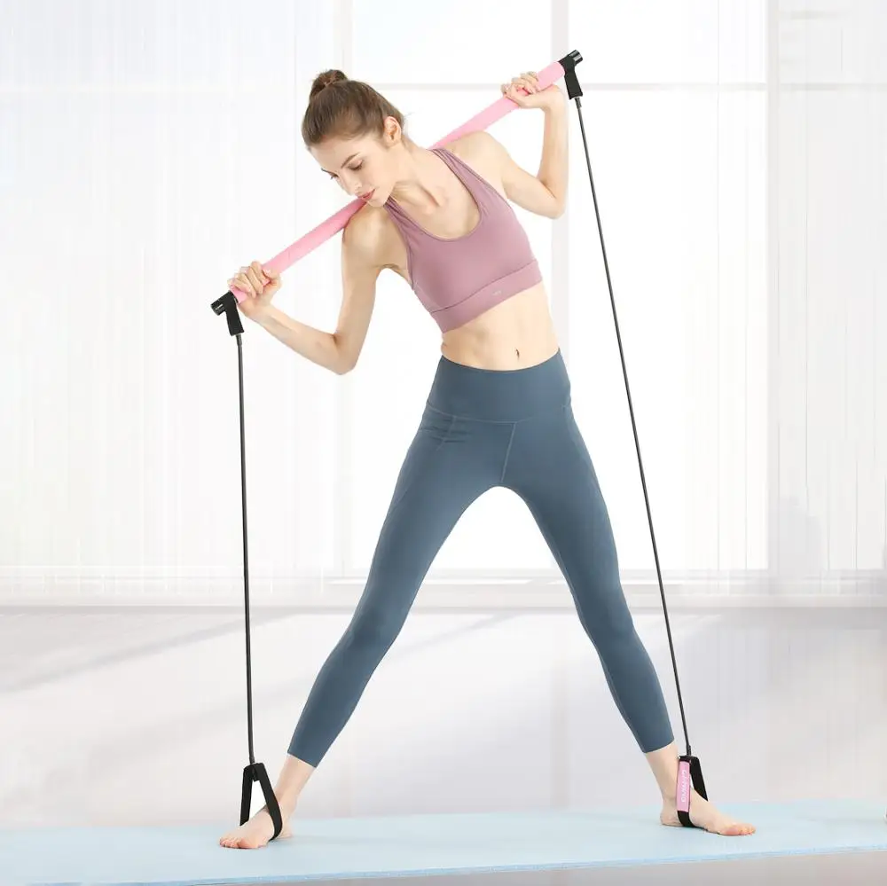 Wholesale Portable Pilates Resistance Bar Gym Stick Trainer Fitness Rod Yoga Exercise Bar Pilates With Foot Loop, Purple, pink, rose,black
Wholesale Portable Pilates Resistance Bar Gym Stick Trainer Fitness Rod Yoga Exercise Bar Pilates With Foot Loop, Purple, pink, rose,black