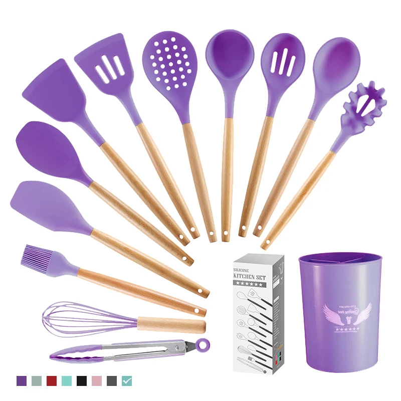 13 Pc Kitchen Cookware Silicone Cooking Holder Wood Handle ToolsPortable Utensils Set with Case
13 Pc Kitchen Cookware Silicone Cooking Holder Wood Handle ToolsPortable Utensils Set with Case