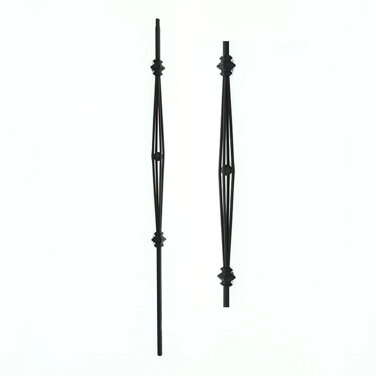 Satin black gray gold hollow iron balustrade interior staircase