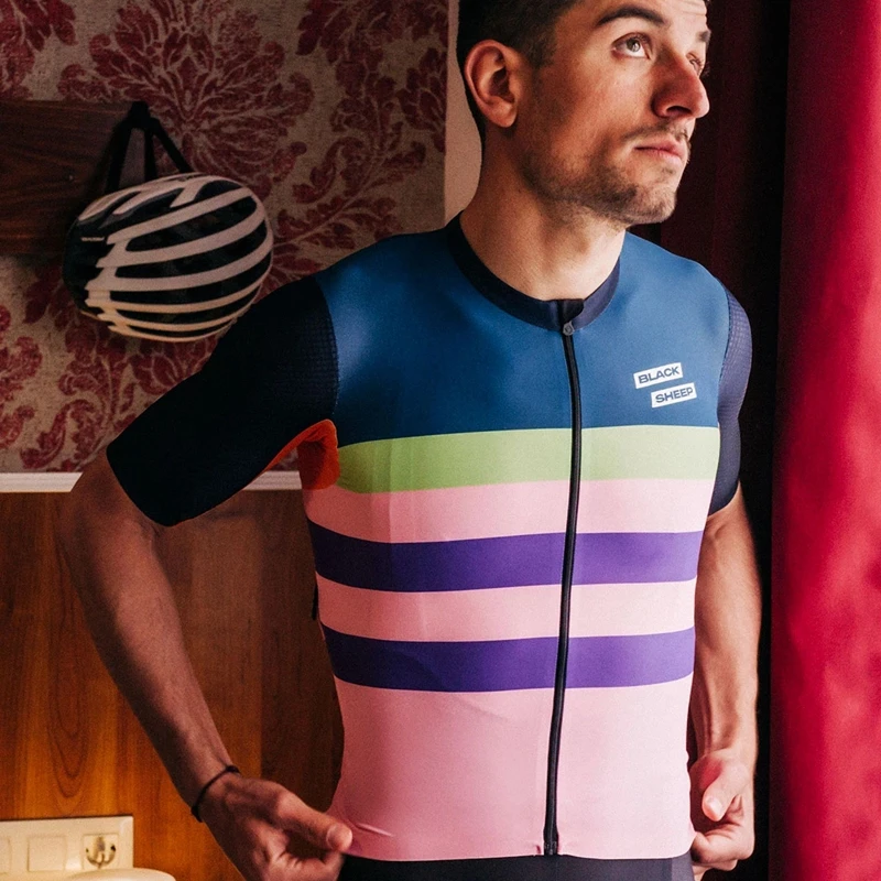 2021 Black Sheep Cycling Jersey Men Summer Air Mesh Short Sleeve Bike Riding Shirt Color Stripes New Fashion Wear MTB Racing Top
2021 Black Sheep Cycling Jersey Men Summer Air Mesh Short Sleeve Bike Riding Shirt Color Stripes New Fashion Wear MTB Racing Top
