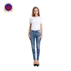 Women Washed Denim Pants High Elastic Female Skinny Jeans