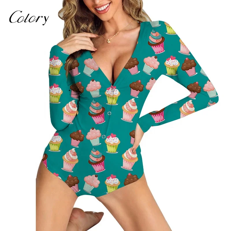 Colory Custom Spring And Summer Women Sexy Deep V-neck Printed Long Sleeved Onsies Adult Onesie, Customized color
Colory Custom Spring And Summer Women Sexy Deep V-neck Printed Long Sleeved Onsies Adult Onesie, Customized color