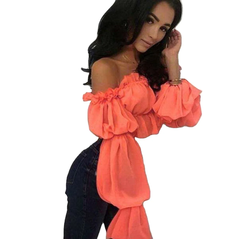 Trendy Chiffon Off Shoulder Slash Neck Loose Pleated Flare Sleeve Ruffle Blouse Sexy Casual Cop Women Top Blouse Shirt
Trendy Chiffon Off Shoulder Slash Neck Loose Pleated Flare Sleeve Ruffle Blouse Sexy Casual Cop Women Top Blouse Shirt