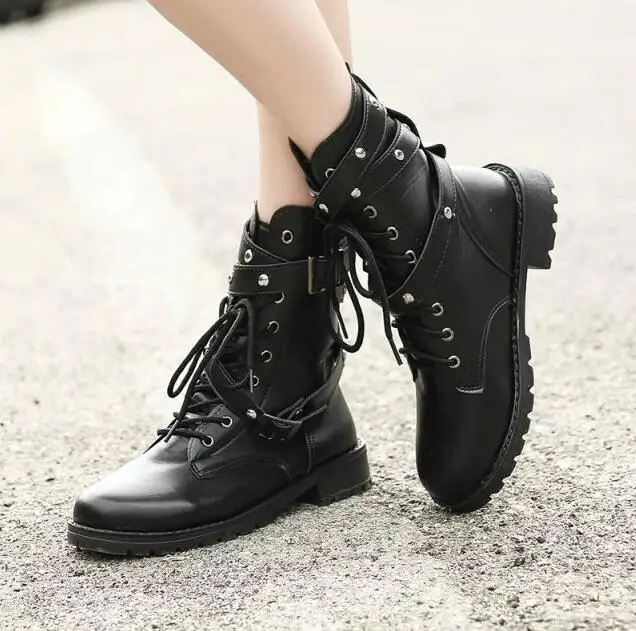 Ladies Vintage Motorcycle Combat Autumn Boots Women Biker PU Leather Short Army Punk Boots
Ladies Vintage Motorcycle Combat Autumn Boots Women Biker PU Leather Short Army Punk Boots