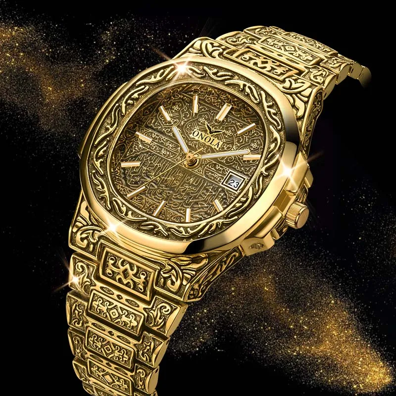 ONOLA 3808 Brand Watches Luxury Vintage Engraved Gold Watch Men Quartz Watches Men Business Custom Stainless Steel Wristwatches
ONOLA 3808 Brand Watches Luxury Vintage Engraved Gold Watch Men Quartz Watches Men Business Custom Stainless Steel Wristwatches
