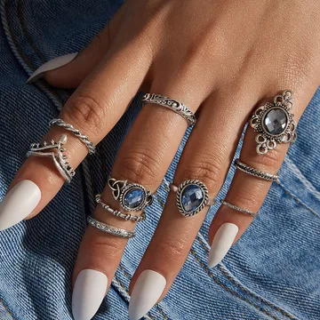 SHIXIN Shiny Rhinestone Crystal Rings Set Vintage Stacking Rings Jewelry Silver Luxury Rings for Women
SHIXIN Shiny Rhinestone Crystal Rings Set Vintage Stacking Rings Jewelry Silver Luxury Rings for Women