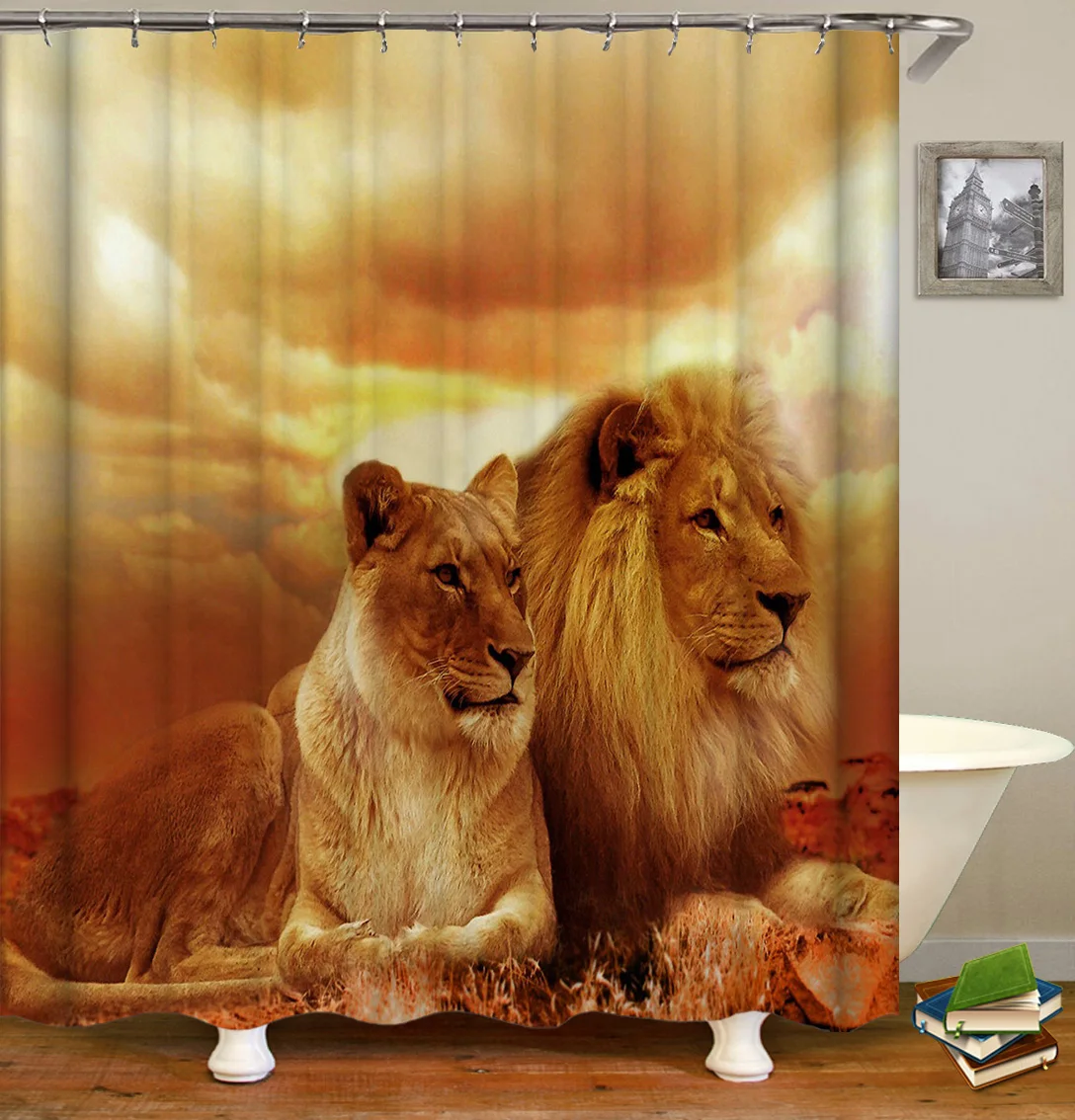 Tiger Lion Design polyester fabric thickened waterproof mildew resistant bathroom shower curtain 4Sets, Custom-made
Tiger Lion Design polyester fabric thickened waterproof mildew resistant bathroom shower curtain 4Sets, Custom-made