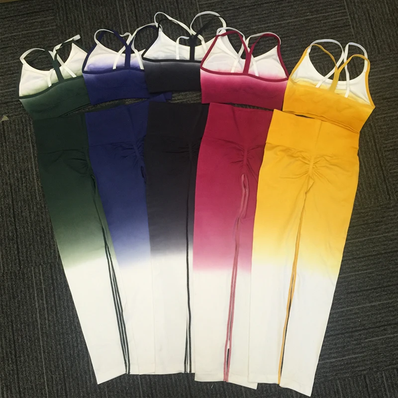 Women Seamless Ombre Gym Wear OEM Anti Cellulite Leggings and Tops Yoga Wear Set, As picture
Women Seamless Ombre Gym Wear OEM Anti Cellulite Leggings and Tops Yoga Wear Set, As picture