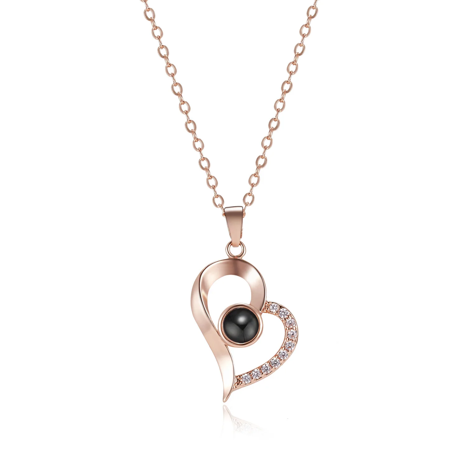 New Arrival Rose Gold Plated LOVE YOU in 100 languages Pendant Crystal HeartI Light Projection Necklace, Picture
New Arrival Rose Gold Plated LOVE YOU in 100 languages Pendant Crystal HeartI Light Projection Necklace, Picture