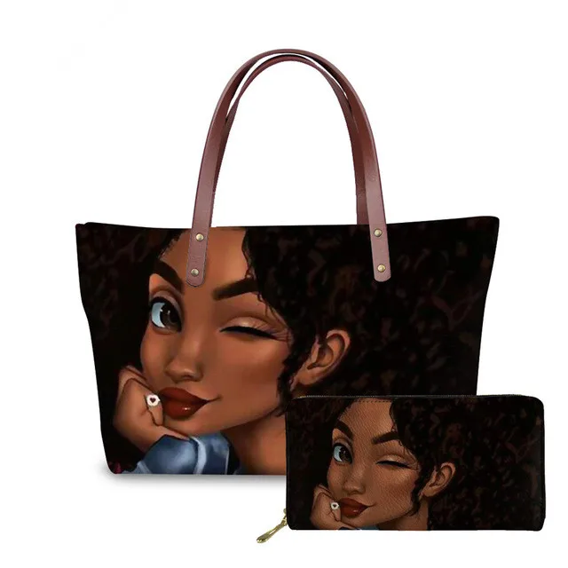 Luxury Design Handbags Women Black Art African Girl Printing 2pcs/set Hand Bag&Wallet Females Top-Handle Bags
Luxury Design Handbags Women Black Art African Girl Printing 2pcs/set Hand Bag&Wallet Females Top-Handle Bags