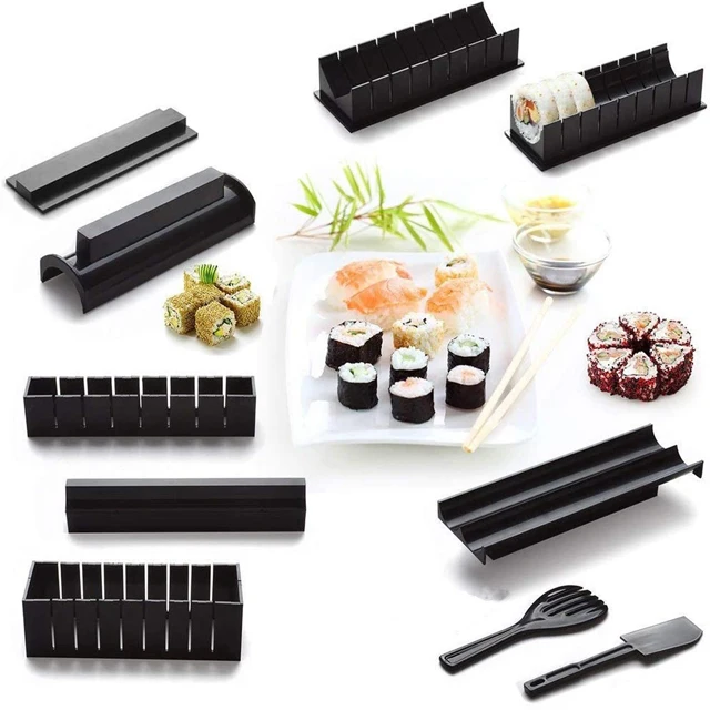 Amazon Hot Sale High Quality Plastic Manual Sushi Making Tool Kit with 5 Sushi Roll Molds, Black
Amazon Hot Sale High Quality Plastic Manual Sushi Making Tool Kit with 5 Sushi Roll Molds, Black