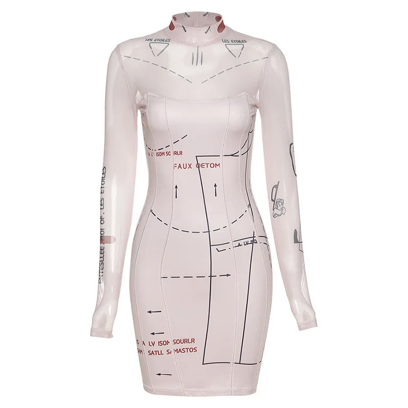 Streetwear Letter Printed See Through Turtleneck Clubwear Women Bodycon Girls Party Mini Dresses
Streetwear Letter Printed See Through Turtleneck Clubwear Women Bodycon Girls Party Mini Dresses