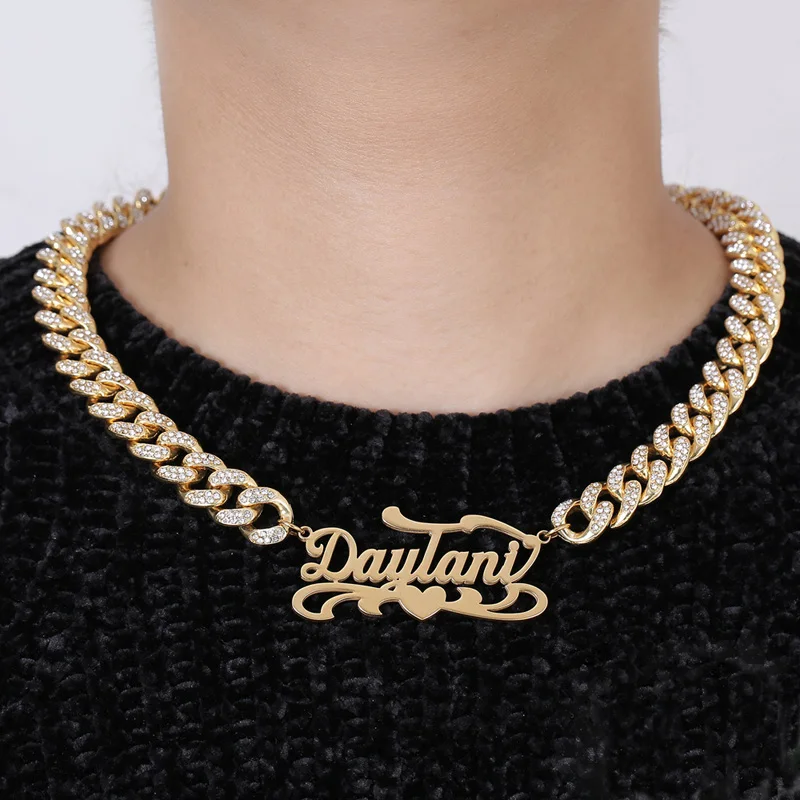 Hip hop cuban link tennis chain personalized custom name stainless steel necklace, Gold/steel color
Hip hop cuban link tennis chain personalized custom name stainless steel necklace, Gold/steel color