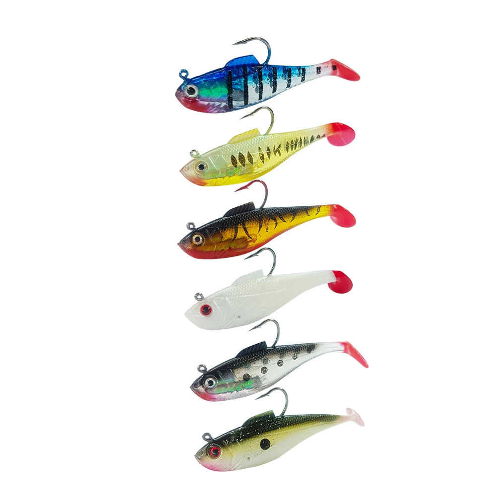 Leading Tail Soft Fishing Lure 5cm 3.7g shad lure with jig head weighted hook, 6 colors 60mm lure
Leading Tail Soft Fishing Lure 5cm 3.7g shad lure with jig head weighted hook, 6 colors 60mm lure