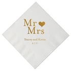 Personalized Wedding Cocktail Napkins with Bride and Grooms Names 100pcs Custom Wedding Gold Printed paper Napkin