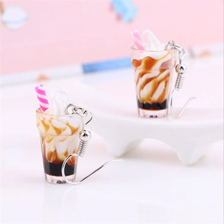 Fashion jewelry shiny pearl milk tea cup earring creative diy ice cream earrings resin material coffee cup earrings, Picture shows
Fashion jewelry shiny pearl milk tea cup earring creative diy ice cream earrings resin material coffee cup earrings, Picture shows