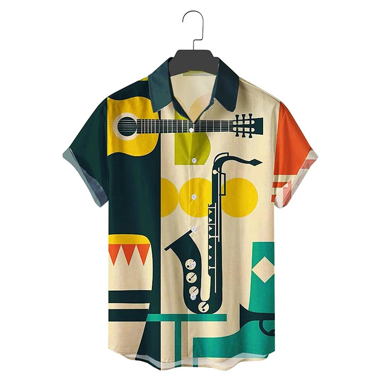 High Quality Mens Shirts Hawaiian Casual Single Breasted Shirts Musical Instruments Printed Short-sleeve Beach Blouses Tops
High Quality Mens Shirts Hawaiian Casual Single Breasted Shirts Musical Instruments Printed Short-sleeve Beach Blouses Tops